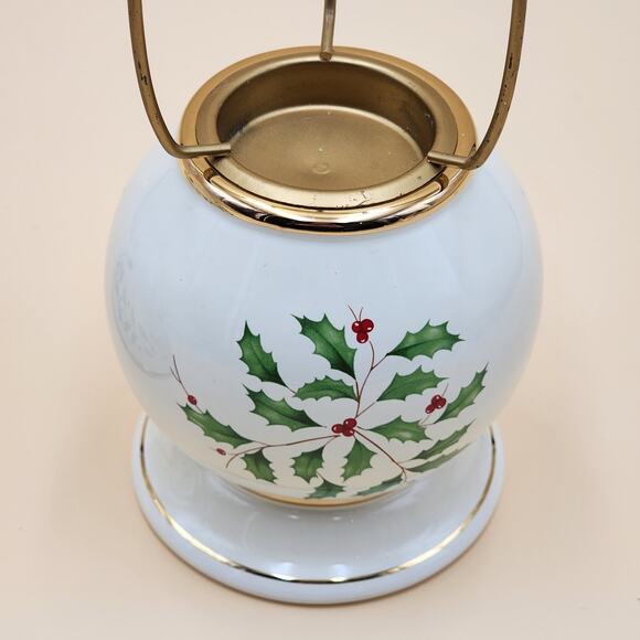 Lenox Holiday Tea Light Candle Lamp Holly Berry w/ Shade 10" Original Open Box - Picture 10 of 12